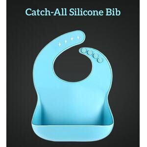 Blue "Mess- Free" Silicone Catch-All Baby Bib